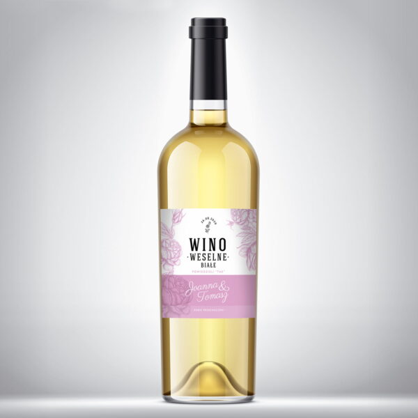 Etykieta na wino weselne białe wzór 7 - 20 szt.