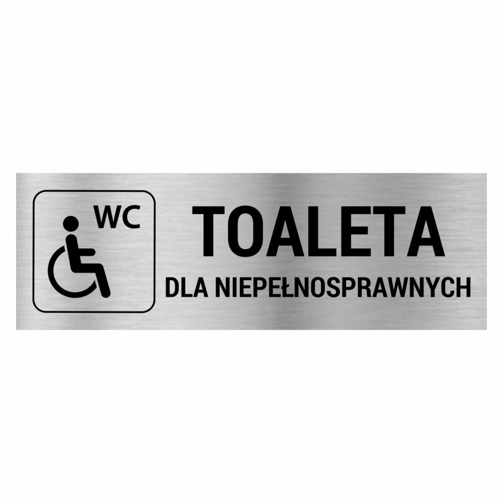 Toaleta dla niepełnosprawnych naklejka / tabliczka srebrna