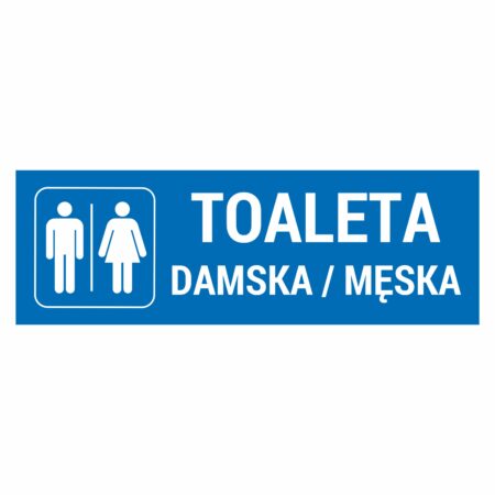 Toaleta damska męska / naklejka / tabliczka niebieska