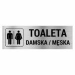 Toaleta damska męska / naklejka / tabliczka srebrna