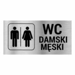 WC damska / męska naklejka / tabliczka srebrna