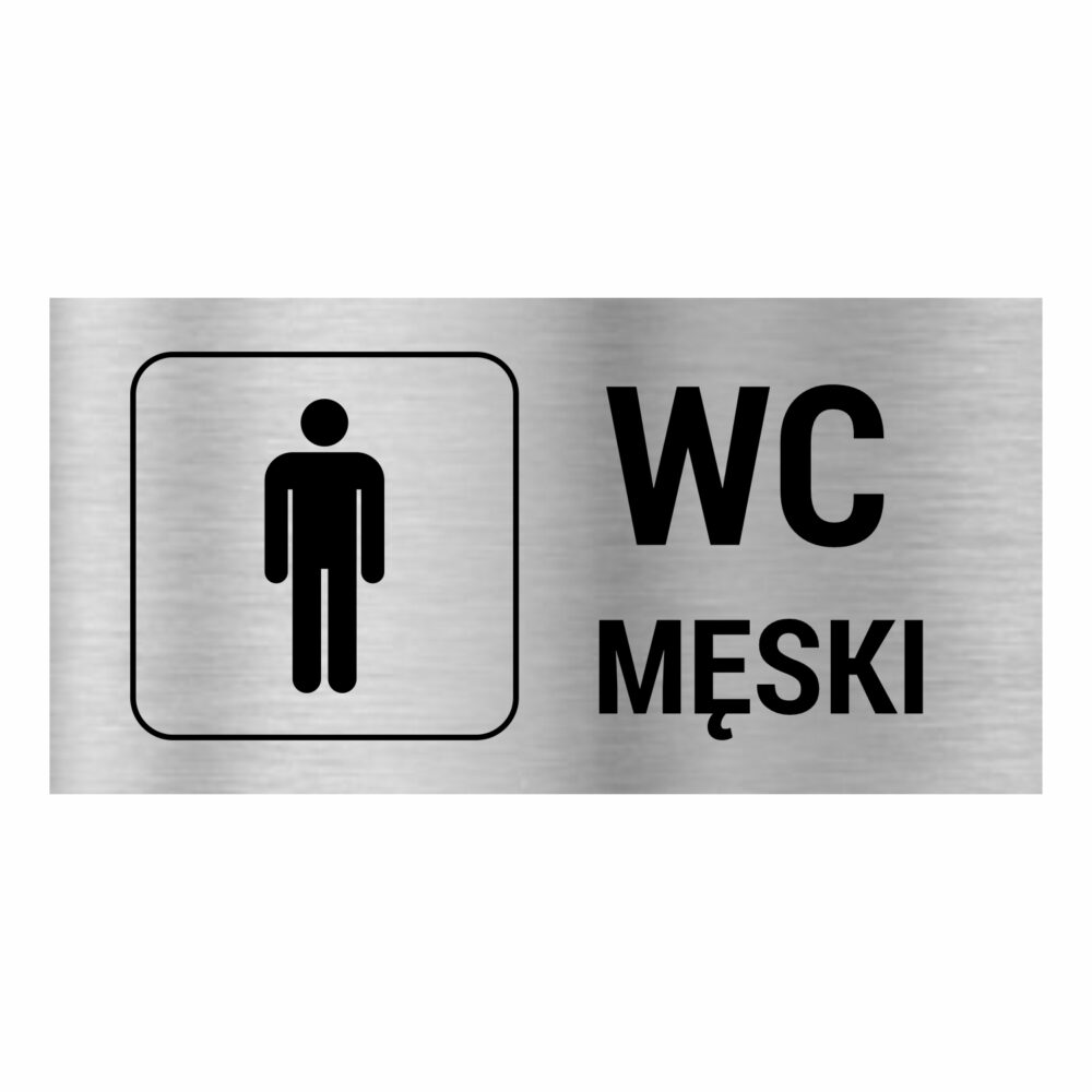 WC męski naklejka / tabliczka srebrna