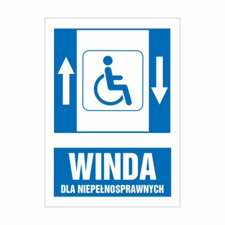 Winda dla niepełnosprawnych 3 naklejka / tabliczka