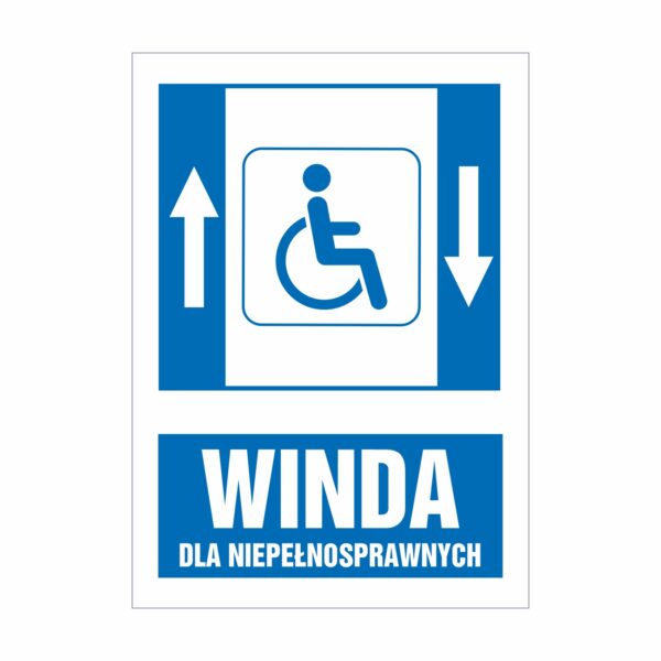 Winda dla niepełnosprawnych 3 naklejka / tabliczka