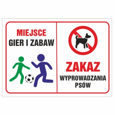 Miejsce gier i zabaw zakaz wyprowadzania psów naklejka / tabliczka