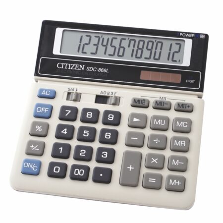 Kalkulator biurowy CITIZEN SDC-868L, 12-cyfrowy, 154X152MM, Czarno-biały