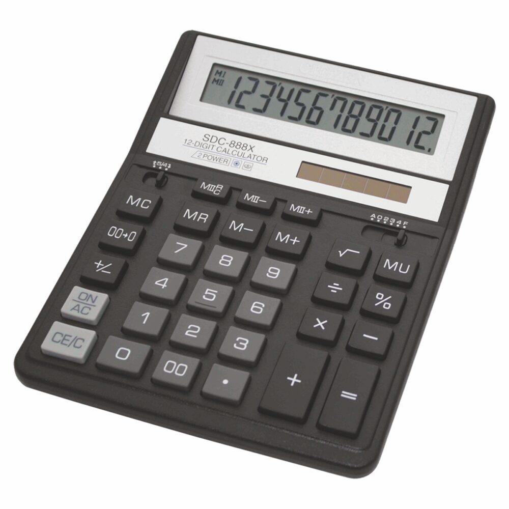 Kalkulator biurowy CITIZEN SDC-888XBK, 12-cyfrowy, 203X158MM, czarny