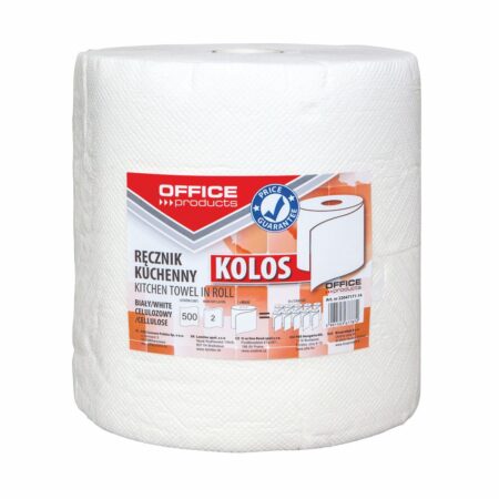 Ręczniki kuchenny celulozowy OFFICE PRODUCTS KOLOS, 2-warstwowy, 500 listków, 100m, biały