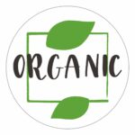 Organic naklejki zielono-białe z listkiem komplet 50 szt