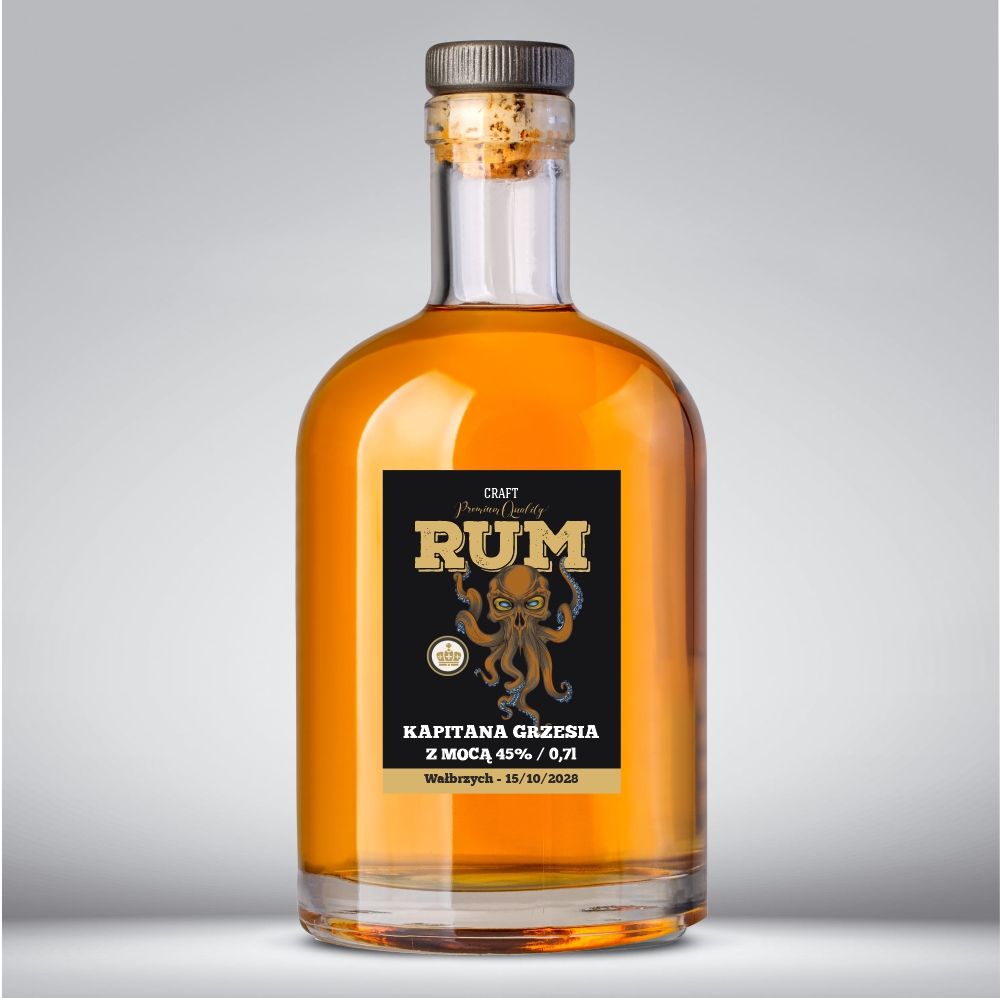 Etykiety na rum z motywem ośmiornicy - 20 szt.