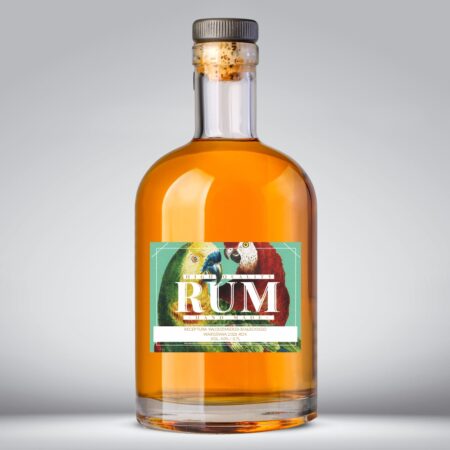 Etykiety na rum z motywem papug - 20 szt.