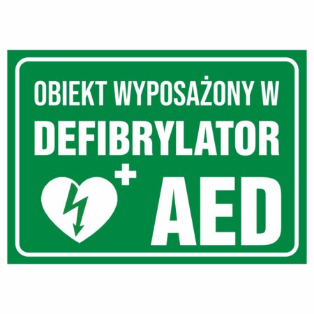 Obiekt wyposażony w defibrylator AED naklejka / tabliczka