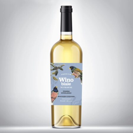 Etykiety na wino białe z motywem ptaków - 20 szt.