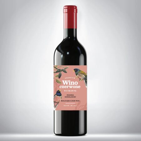Etykiety na wino czerwone z motywem ptaków - 20 szt.