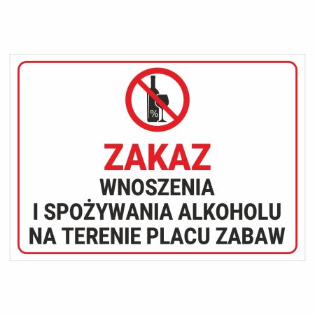 Zakaz wnoszenia i spożywania alkoholu na terenie placu zabaw naklejka / tabliczka