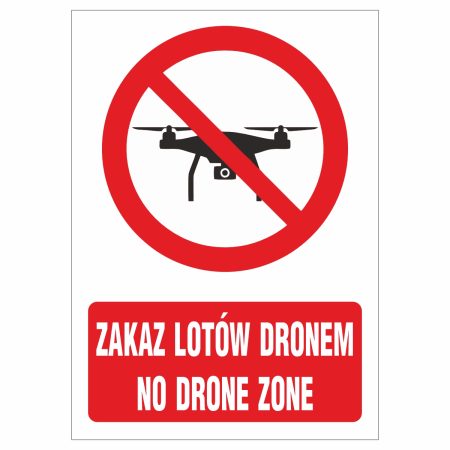 Zakaz lotów dronem no drone zone naklejka / tabliczka